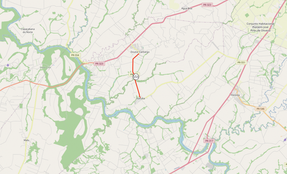 PR-551 mapa Doutor Camargo - Ivatuba