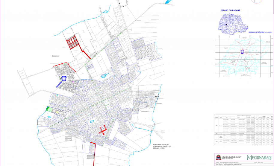 Mapa do projeto indicando as ruas atendidas