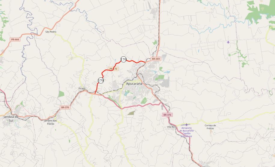 Mapa do Contorno Norte de Apucarana (PR-170)