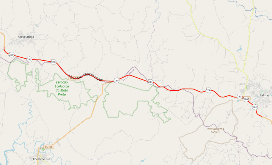 Mapa do trecho atendido