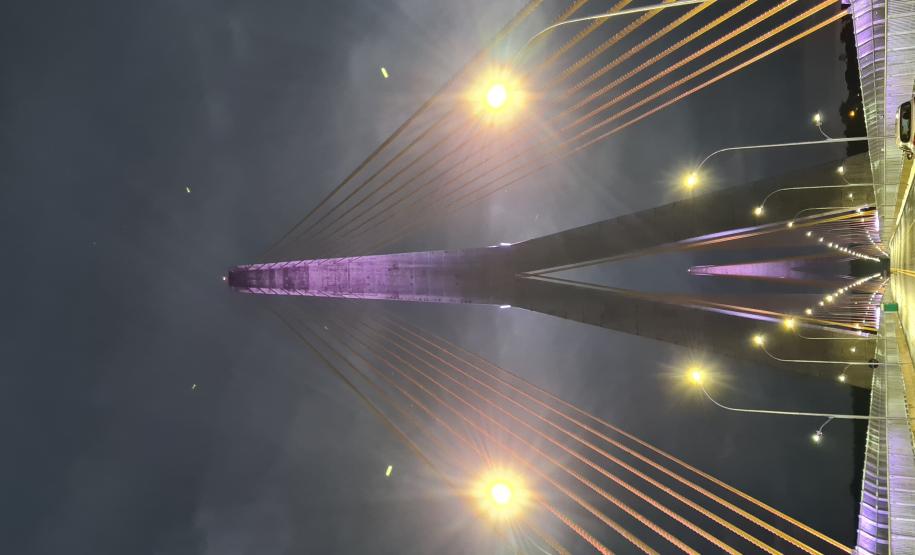 Teste da iluminação cênica da Ponte da Integração Brasil - Paraguai