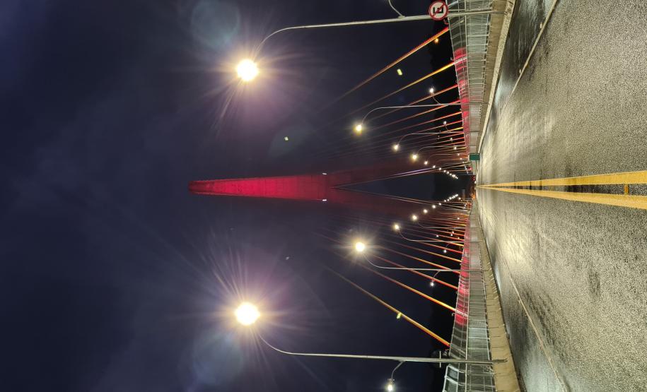 Teste da iluminação cênica da Ponte da Integração Brasil - Paraguai