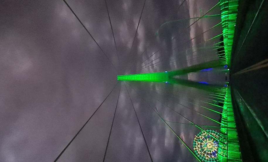 Teste da iluminação cênica da Ponte da Integração Brasil - Paraguai