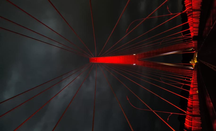 Teste da iluminação cênica da Ponte da Integração Brasil - Paraguai