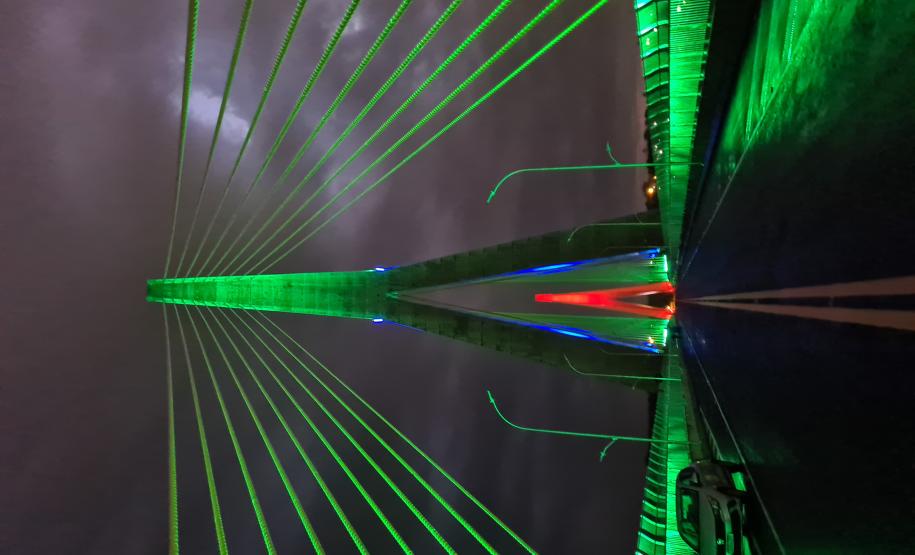 Teste da iluminação cênica da Ponte da Integração Brasil - Paraguai