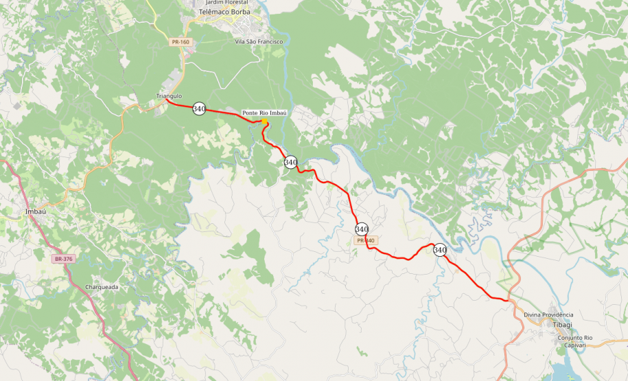 Mapa indicando a ponte