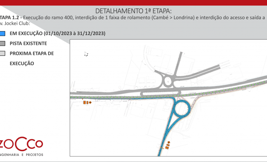 Croqui indicando os trechos bloqueados