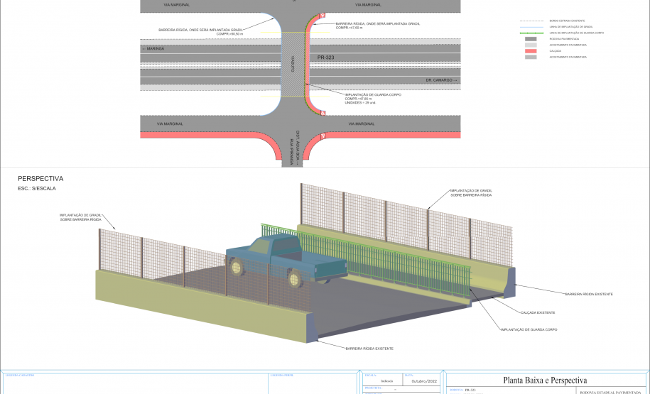 Folha do projeto de melhorias em viaduto de Água Boa, distrito de Paiçandu