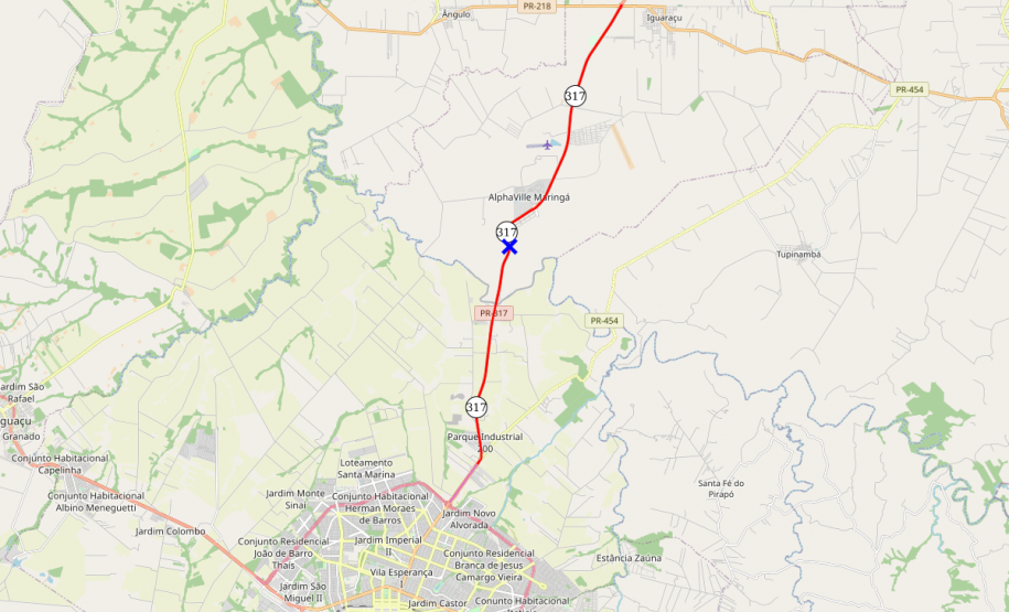 Mapa indicando o local das detonações