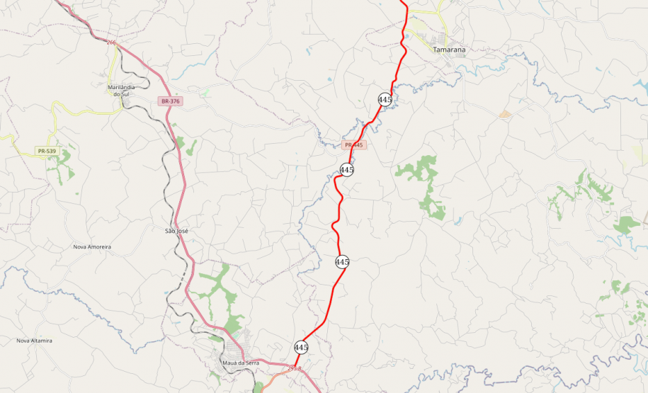 PR-445 - mapa do trecho