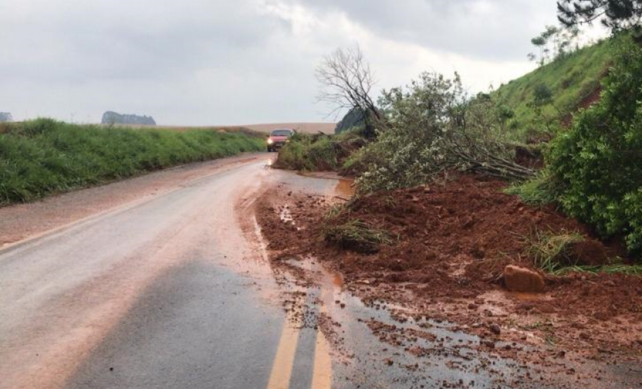 PRC-466 entre Pitanga e Turvo, quedas de barreira