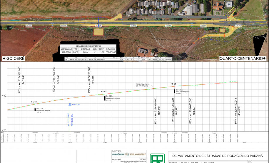 Folha do projeto da obra