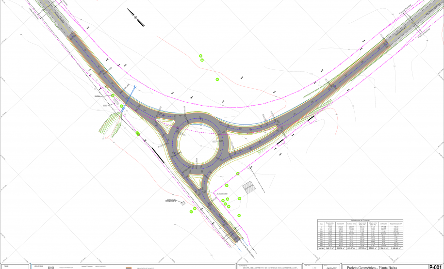 Trevo de Porto Rico - Folha do projeto geométrico da nova rótula