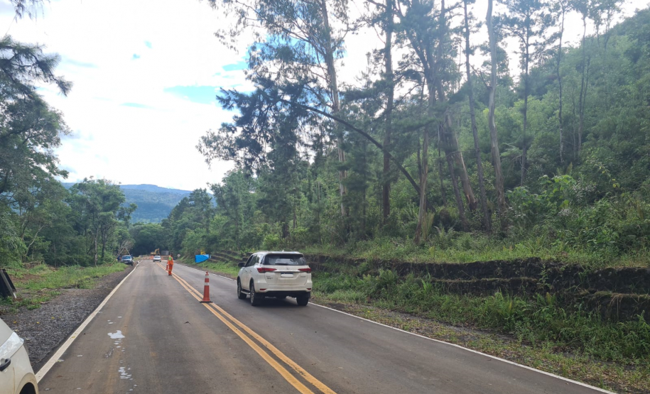 PR-170 em Pinhão, na Curva da Ferradura, travessia pelo acostamento