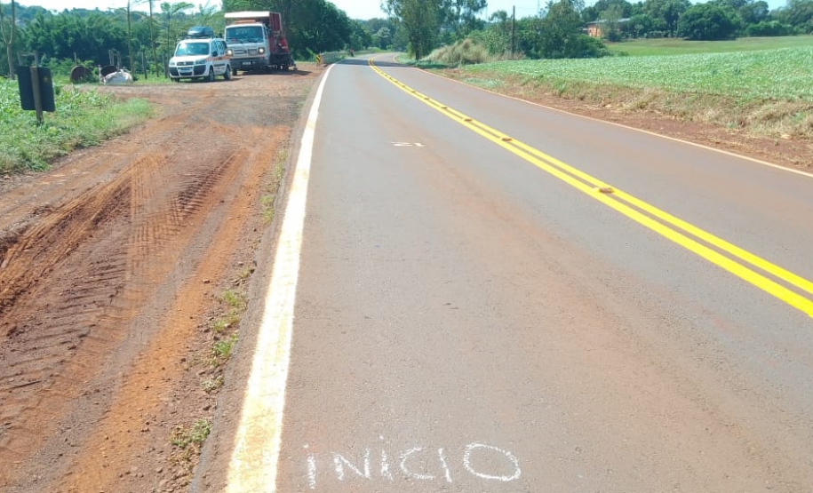 Implantação de reforço da sinalização horizontal