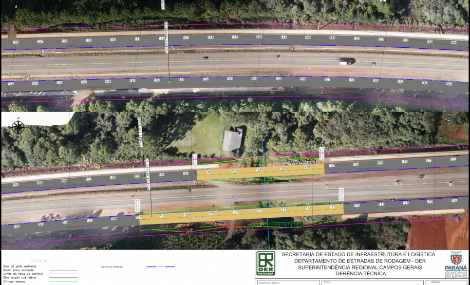 Folha do projeto geométrico da obra