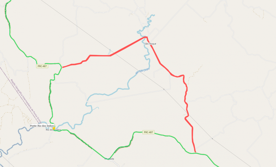Mapa com sugestão de desvio durante a obra