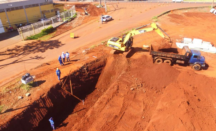 Andamento da obra de implantação do viaduto da PUC