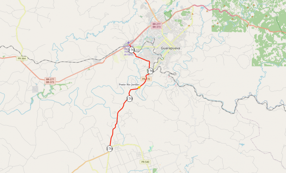 Mapa indicando localização da ponte