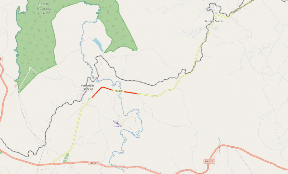 Serviços de conservação do pavimento na PR-438 entre Fernandes Pinheiro e Teixeira Soares