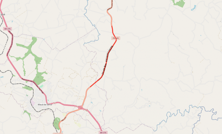 Trecho duplicado da PR-445 onde será realizado o desvio