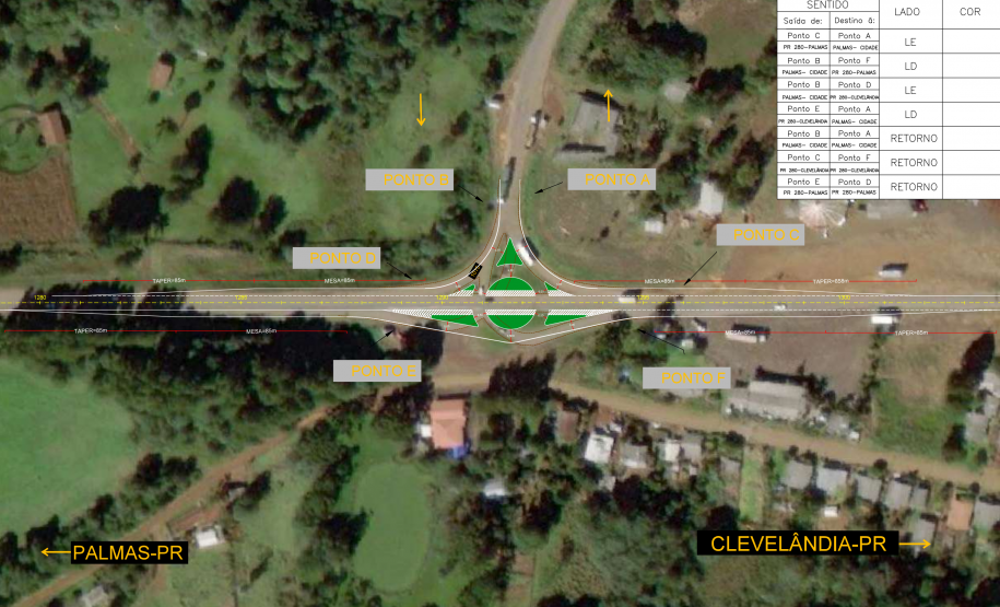 Folha do projeto geométrico do whitetopping da PRC-280 entre Palmas e Clevelândia