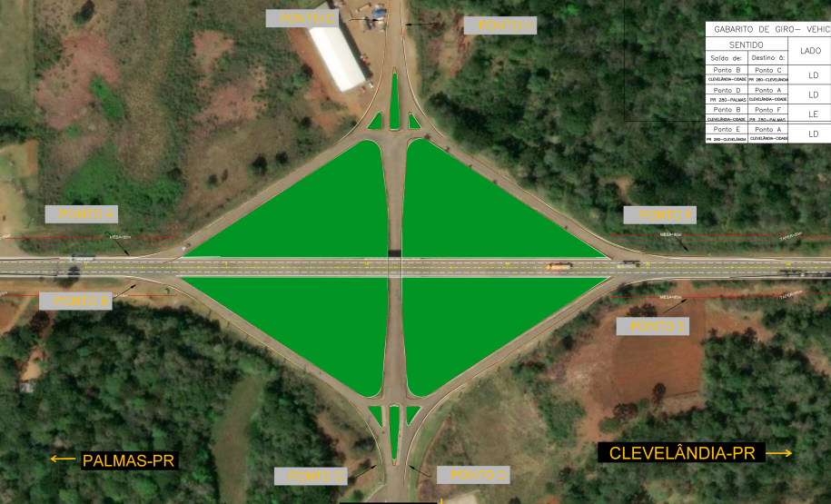 Folha do projeto geométrico do whitetopping da PRC-280 entre Palmas e Clevelândia