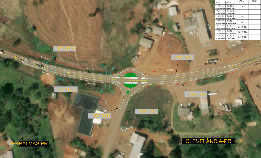 Folha do projeto geométrico do whitetopping da PRC-280 entre Palmas e Clevelândia