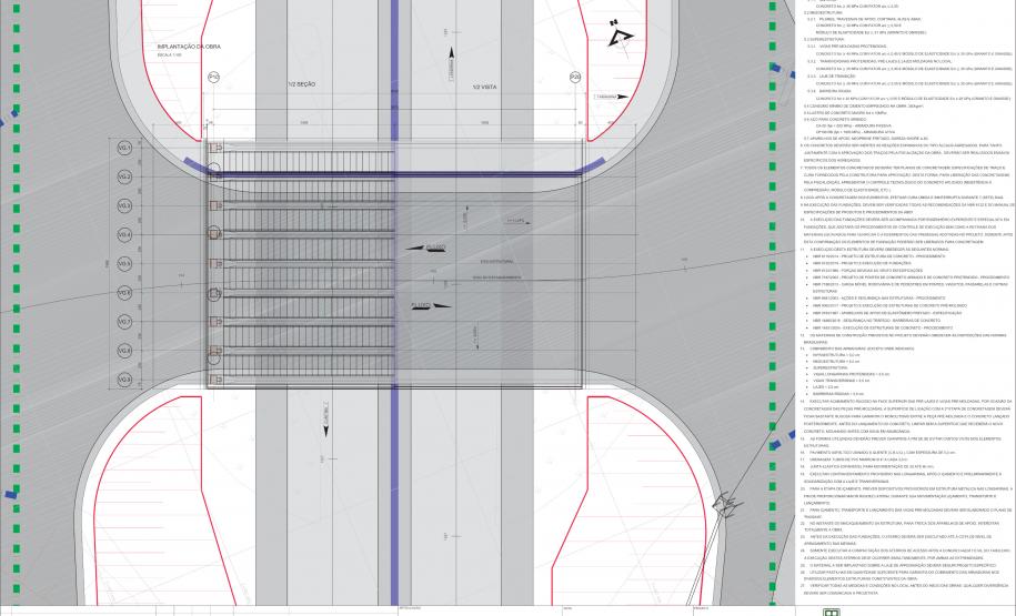 Folha do projeto geométrico do viaduto de Tamarana