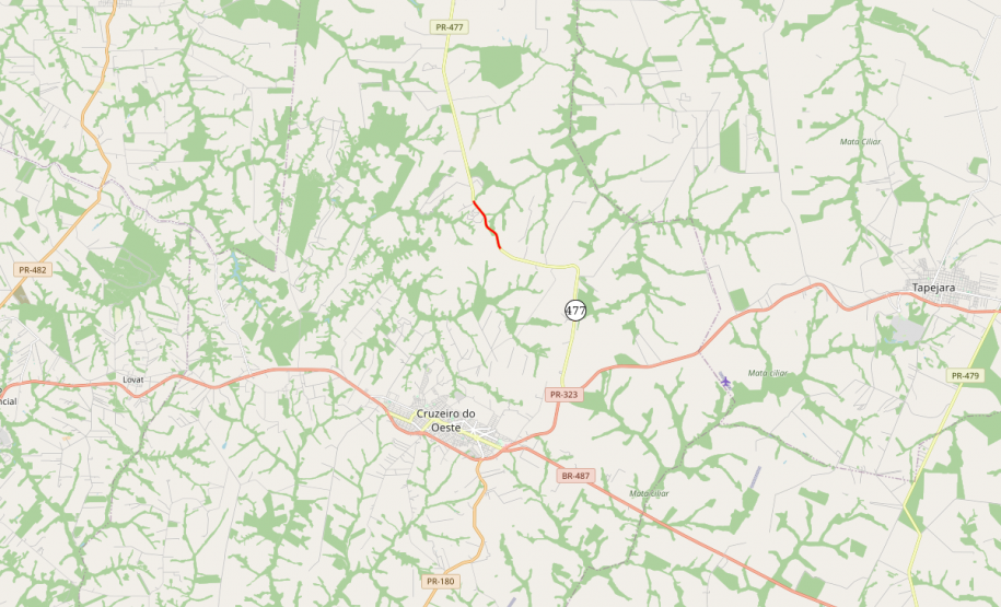 Mapa indicando trecho da obra