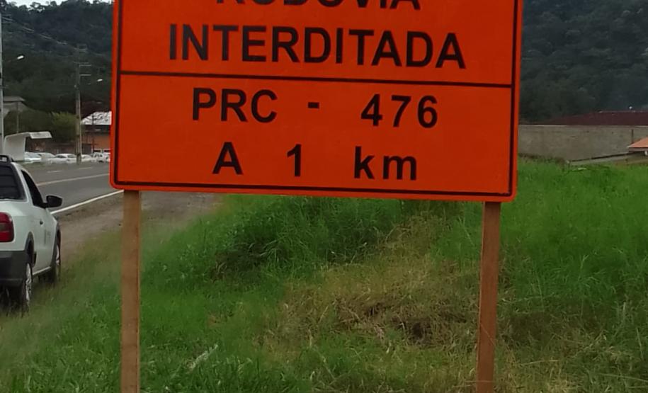 PRC-476 em União da Vitória, sinalização de emergência