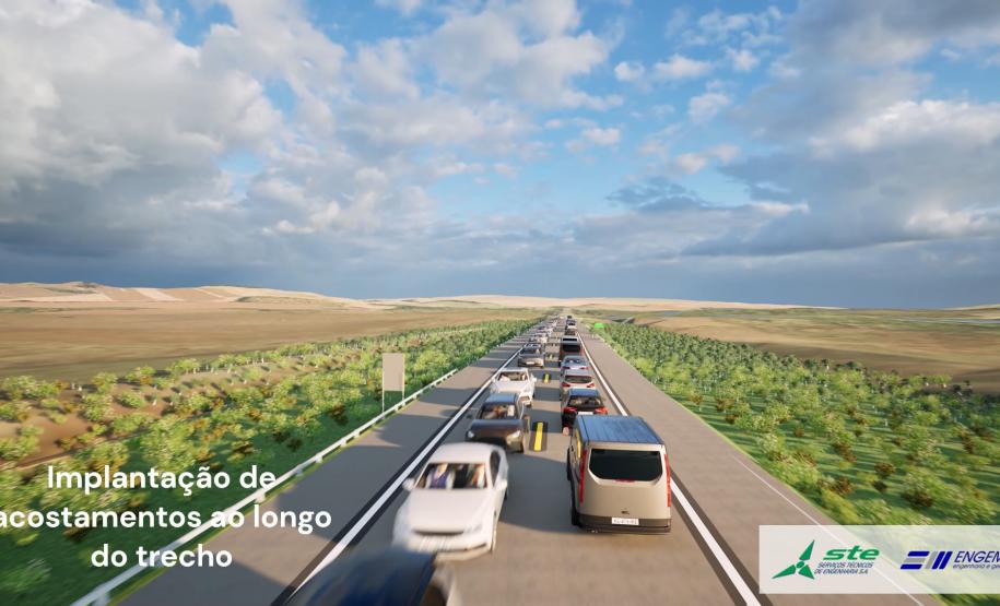 Captura de tela da maquete digital: implantação de acostamentos