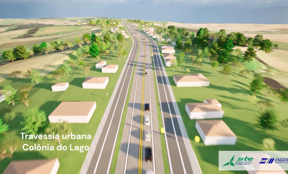 Captura de tela da maquete digital: travessia urbana da Colônia do Lago