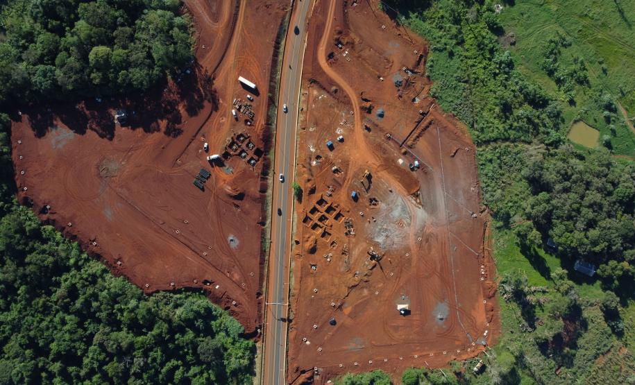 Obras da nova Perimetral Leste de Foz do Iguaçu - aduana Brasil - Argentina