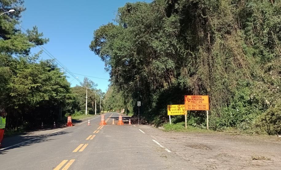 PRC-476 em União da Vitória, trecho de obra de estabilização e contenção de talude