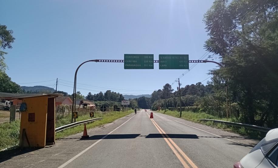 PRC-476 em União da Vitória, trecho de obra de estabilização e contenção de talude