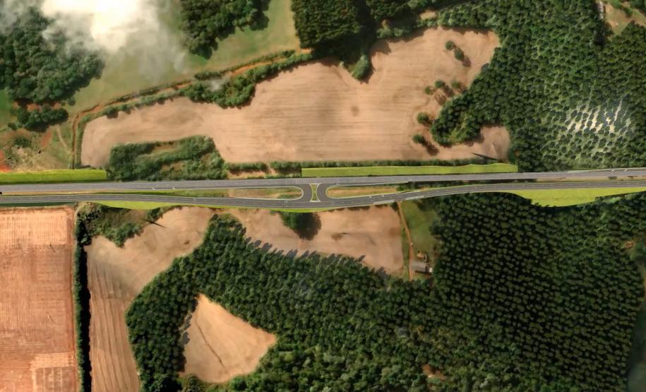 Imagem da maquete digital da obra de duplicação da PRC-466 entre Guarapuava e Palmeirinha