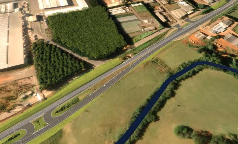 Imagem da maquete digital da obra de duplicação da PRC-466 entre Guarapuava e Palmeirinha