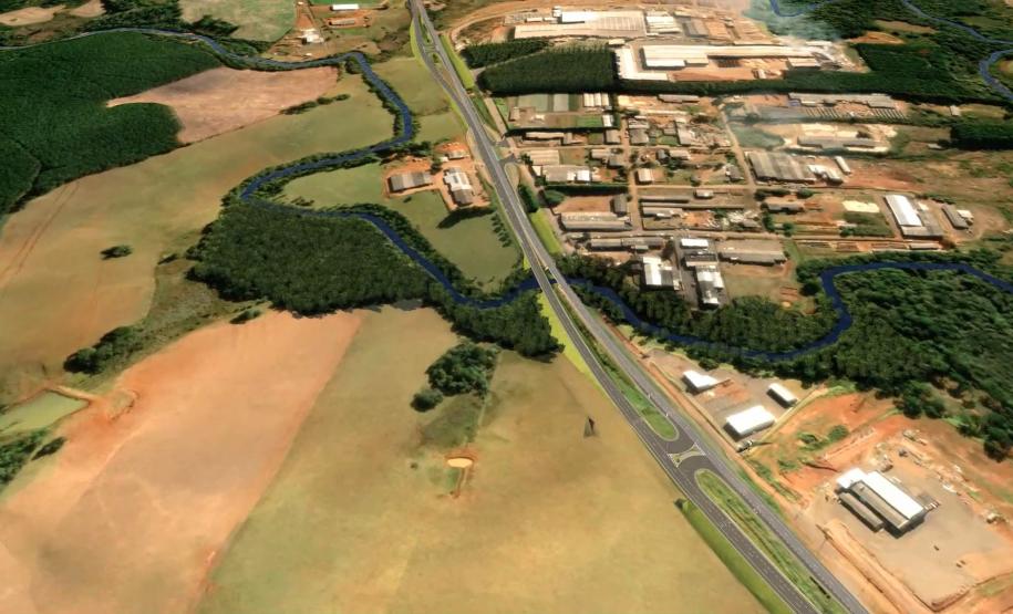 Imagem da maquete digital da obra de duplicação da PRC-466 entre Guarapuava e Palmeirinha