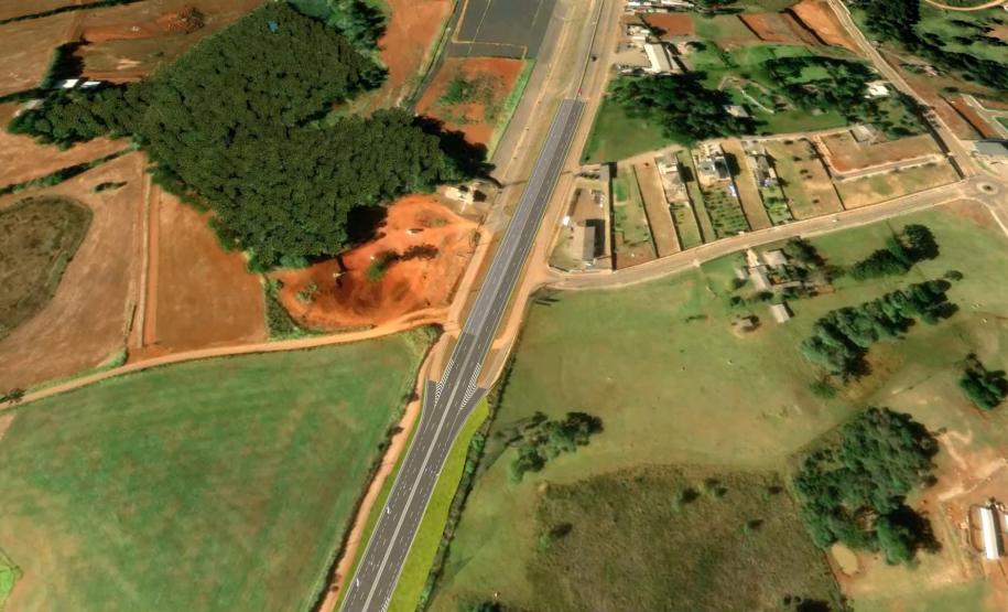 Imagem da maquete digital da obra de duplicação da PRC-466 entre Guarapuava e Palmeirinha