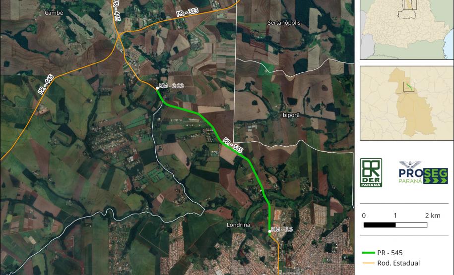 Mapa indicando o trecho atendido