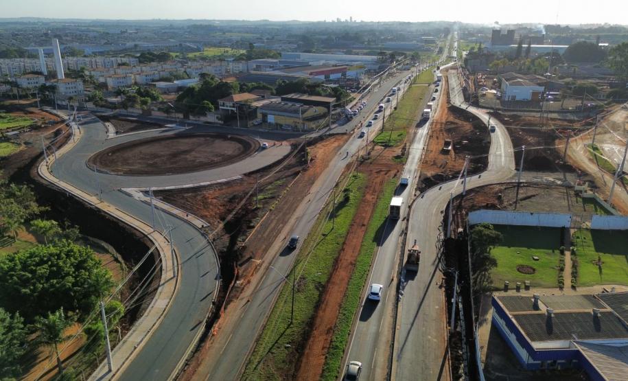 Novas marginais da BR-369, parte da obra do Viaduto da PUC, em Londrina