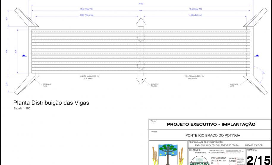 Folha do projeto da ponte