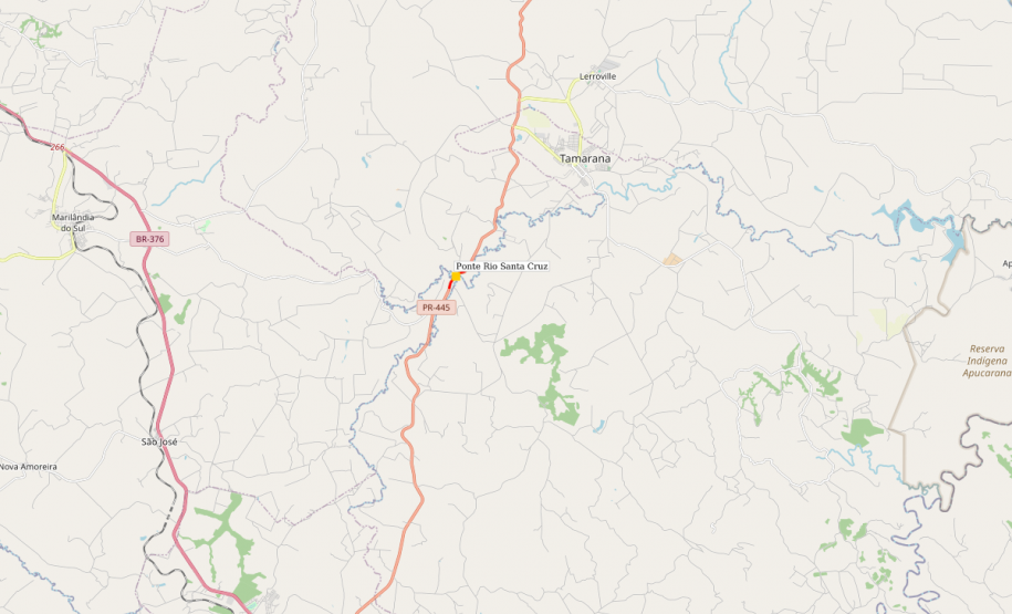 Mapa do trecho atingido