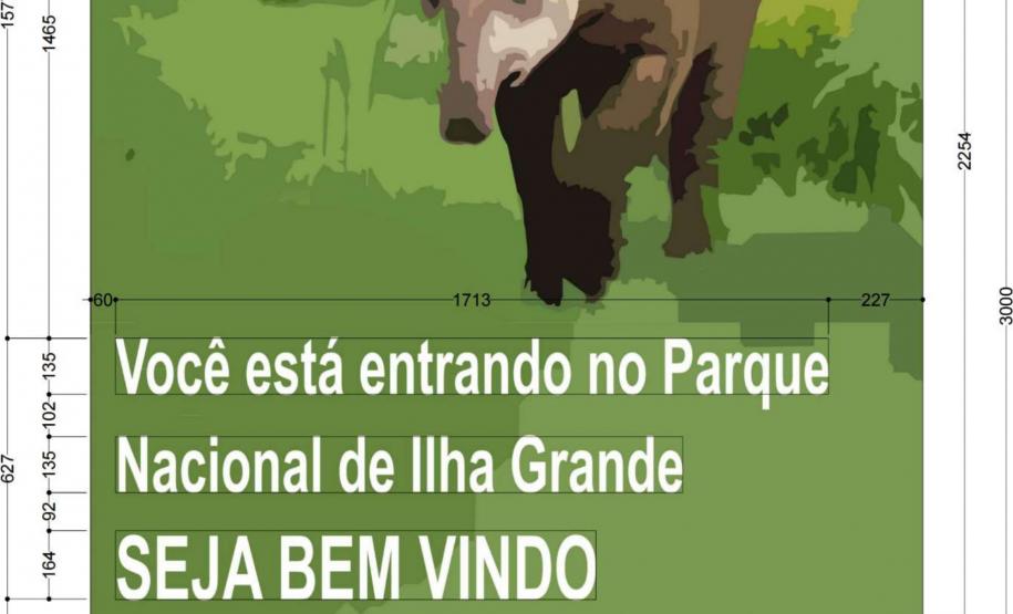 Painel educativo do Parque Ilha Grande