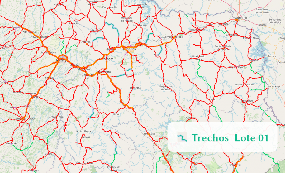 Mapa de trechos do Lote 01
