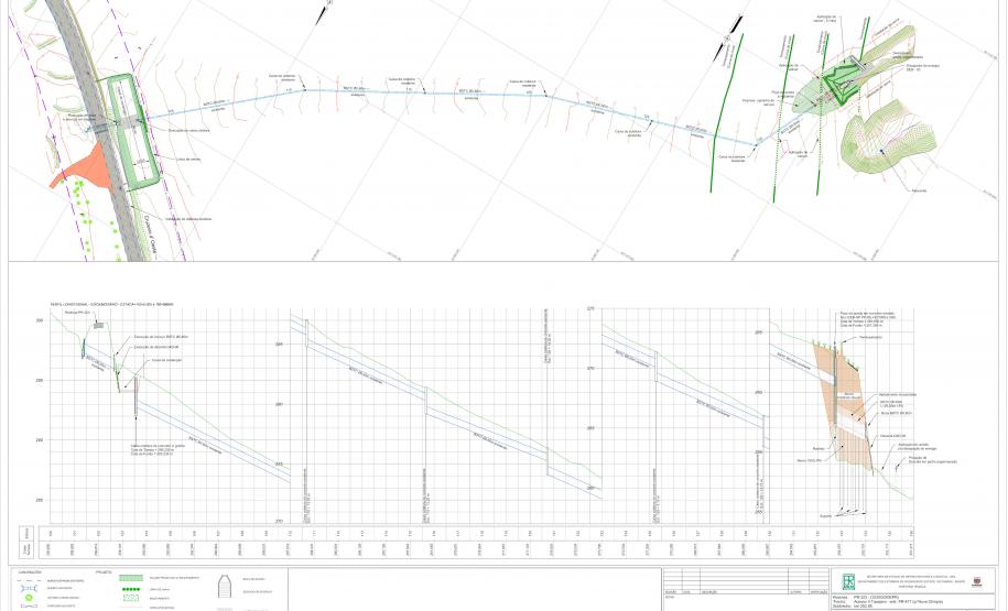 Folha do projeto da obra