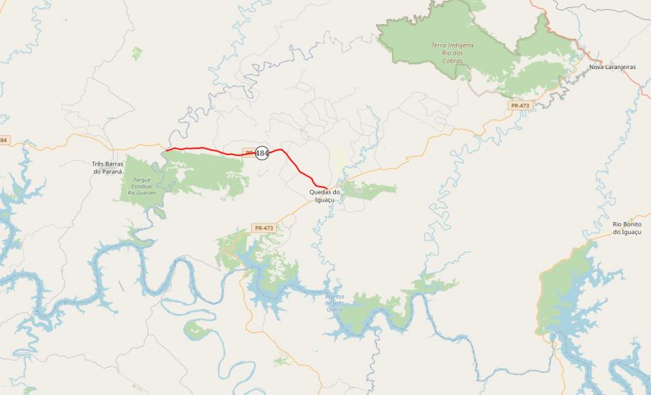 Mapa do trecho atendido da PR-484