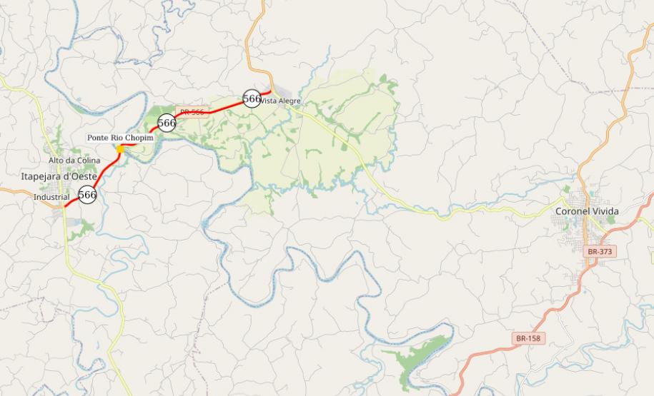 Mapa indicando localização da ponte