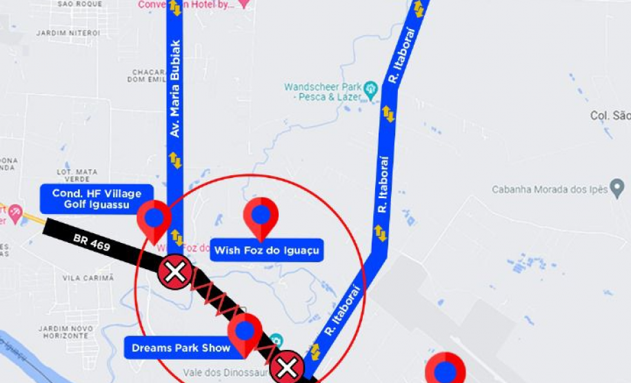 Croqui da interdição e do desvio